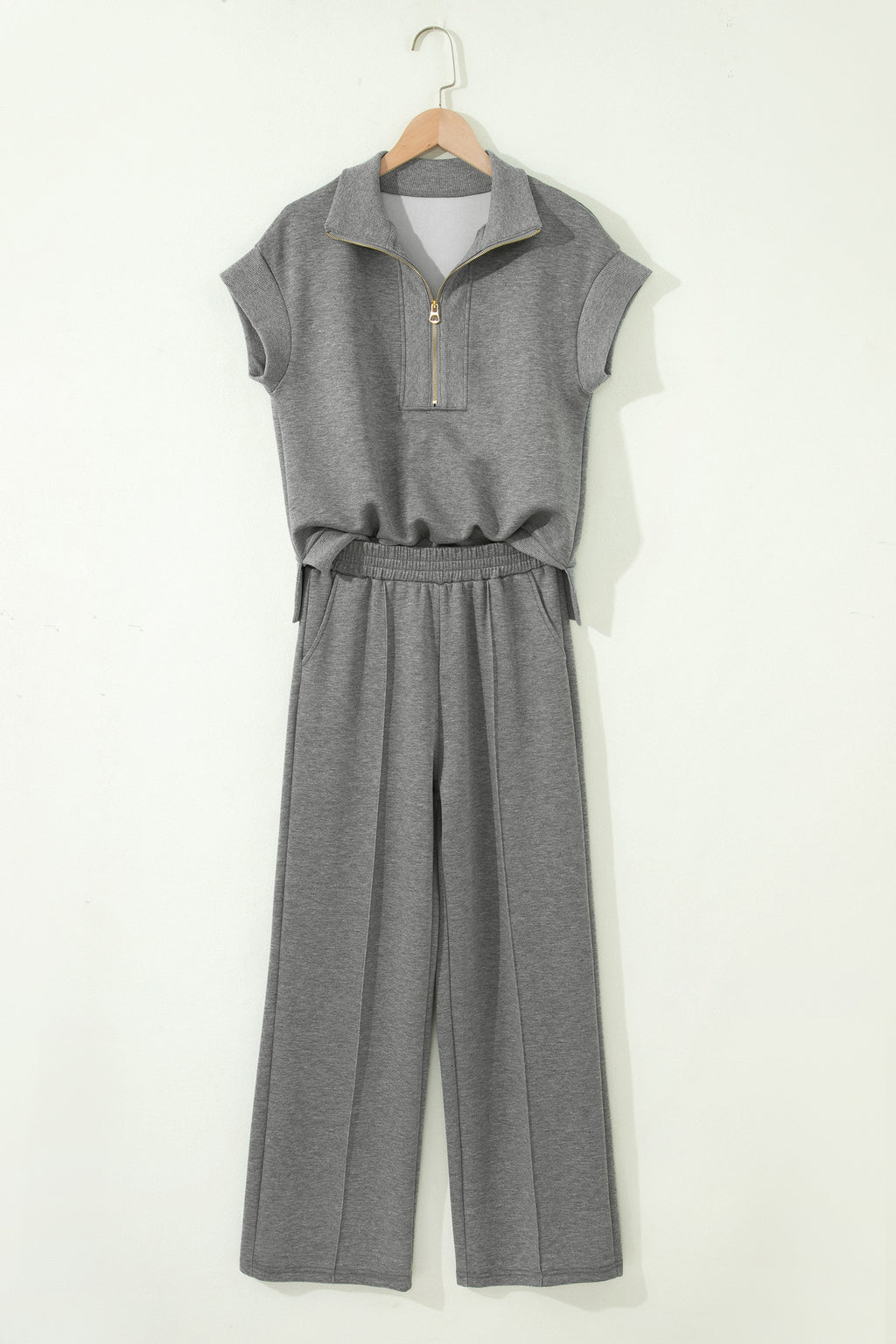 Half Zip Polo Tee Casual Pant Set