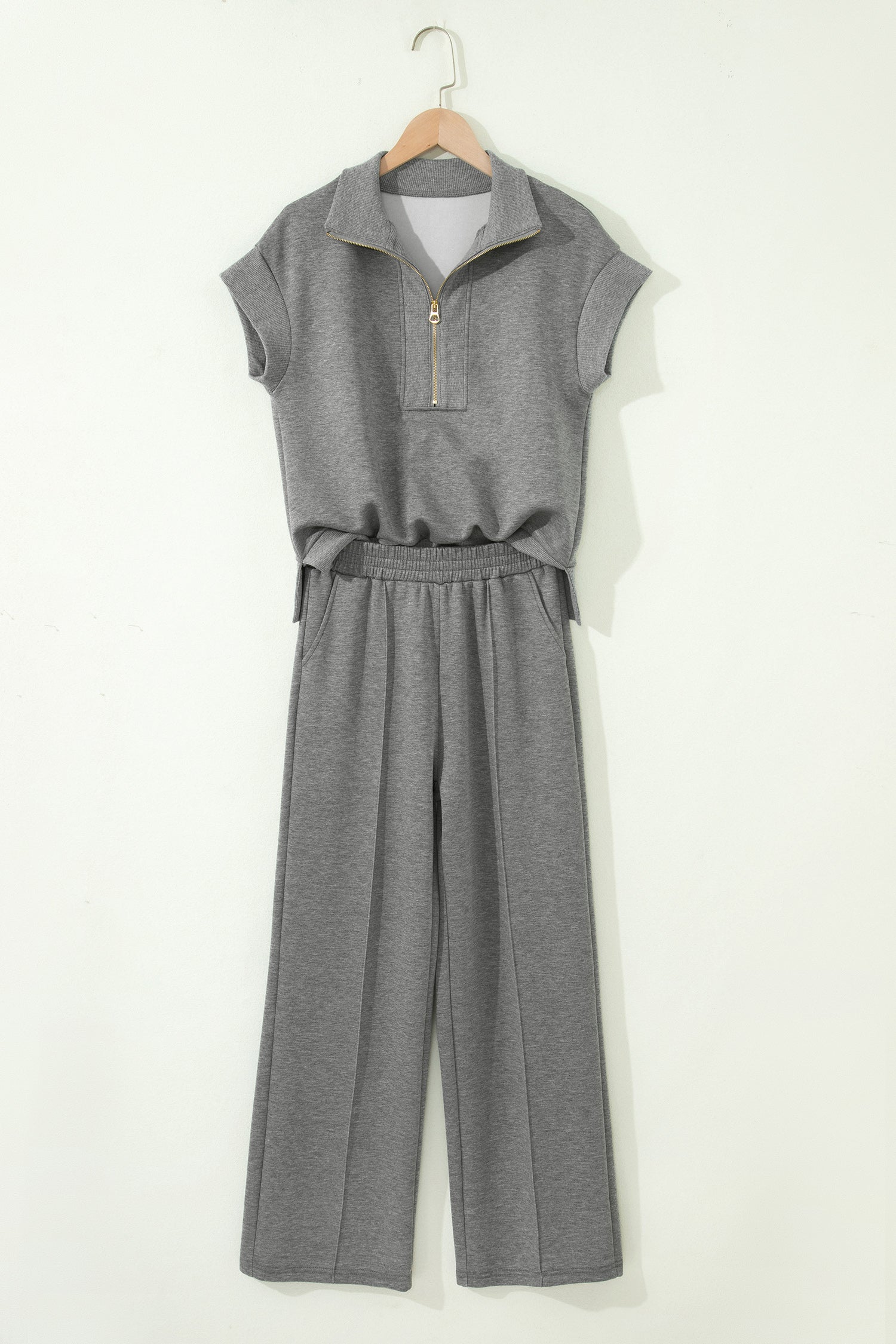 Half Zip Polo Tee Casual Pant Set