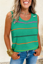 Striped Round Neck Knitted Sweater Tank