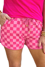 Checkered Drawstring Elastic Waist Casual Shorts