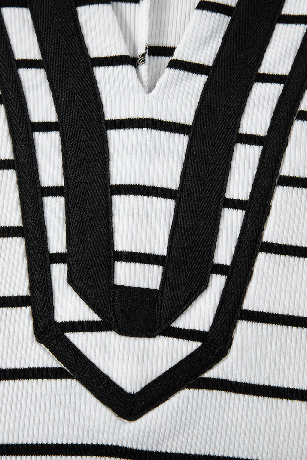 Stripe Stand Collar V Neck Elastic Cuffs Half Sleeve Dolman Top