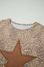 Leopard Retro Studded Star Patch Loose Tee