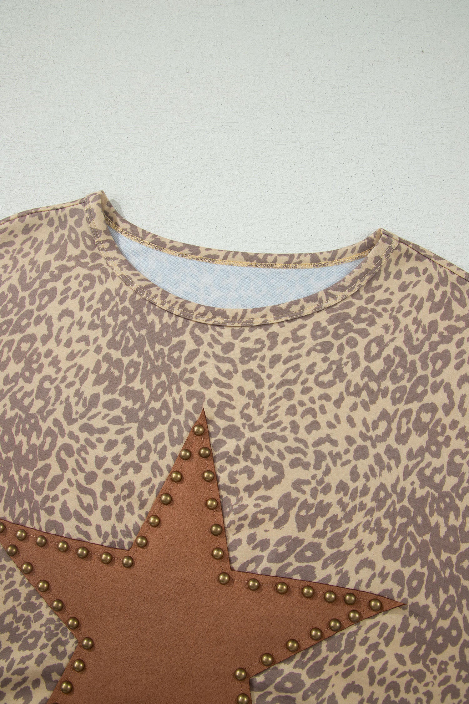 Leopard Retro Studded Star Patch Loose Tee