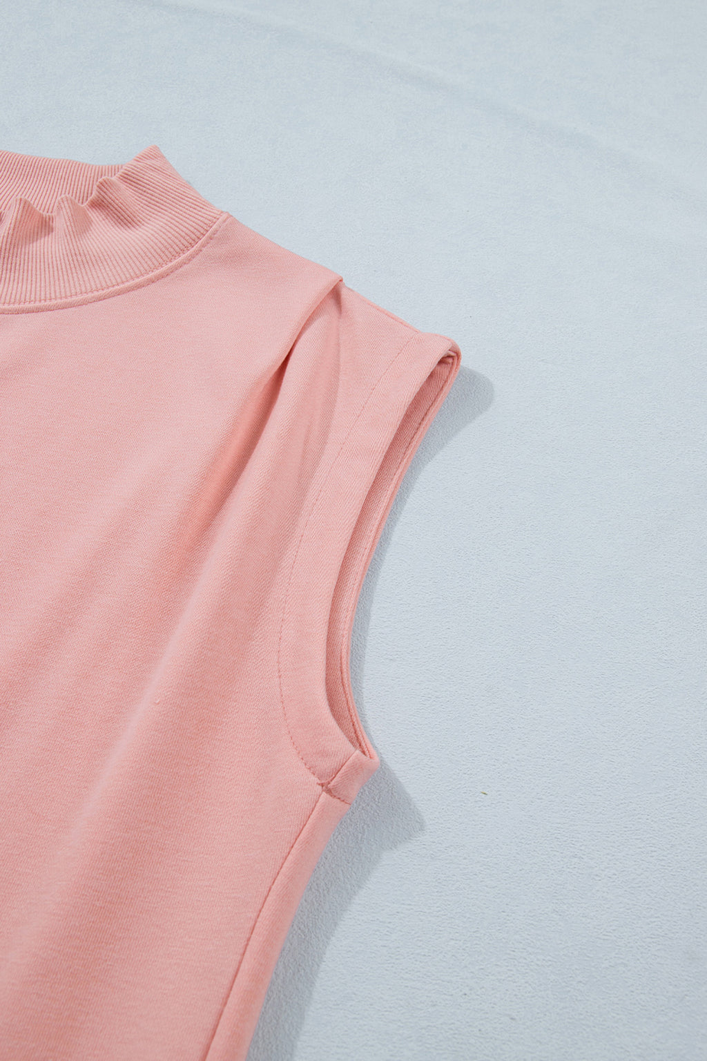 Solid Color High Neck Cap Sleeve Loose Top