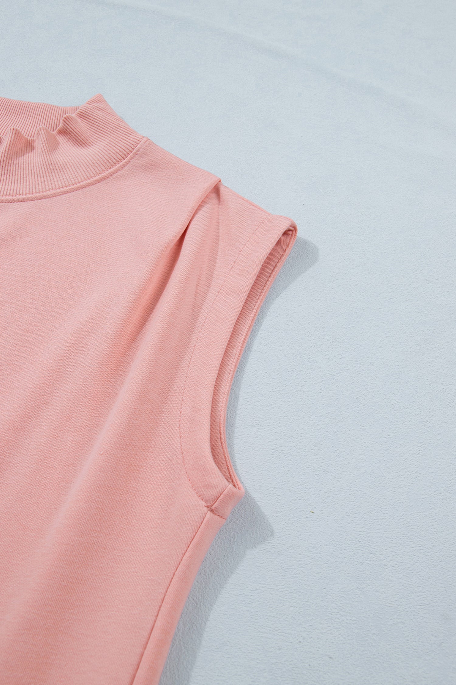 Solid Color High Neck Cap Sleeve Loose Top