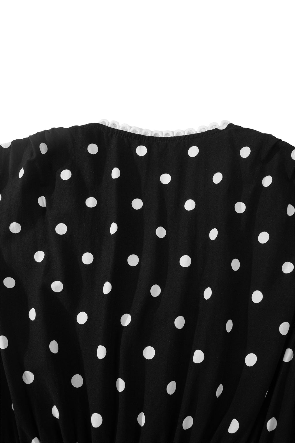 Polka Dot Print Contrast Trim V Neck Zip Up Sleeveless Dress