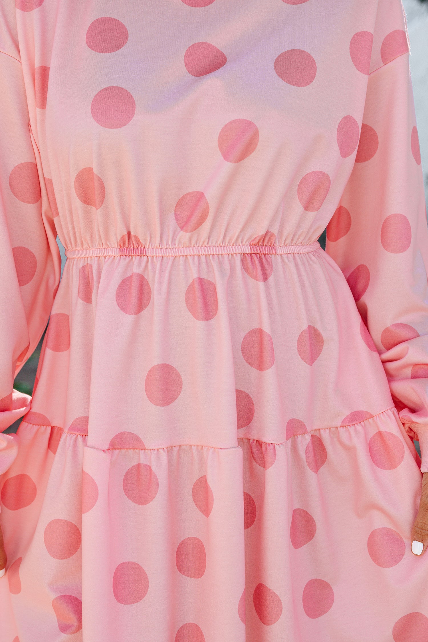 Polka Dot Printed Long Sleeve Flared Mini Dress