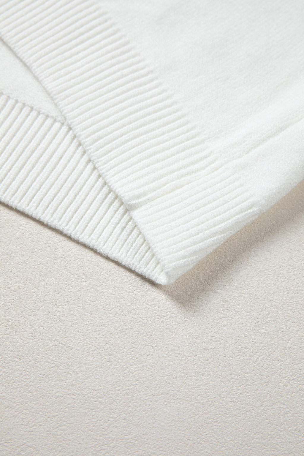 Corded Horseshoes Ribbed Trim Mock Neck Short Sleeve Sweater