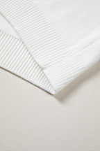 Corded Horseshoes Ribbed Trim Mock Neck Short Sleeve Sweater