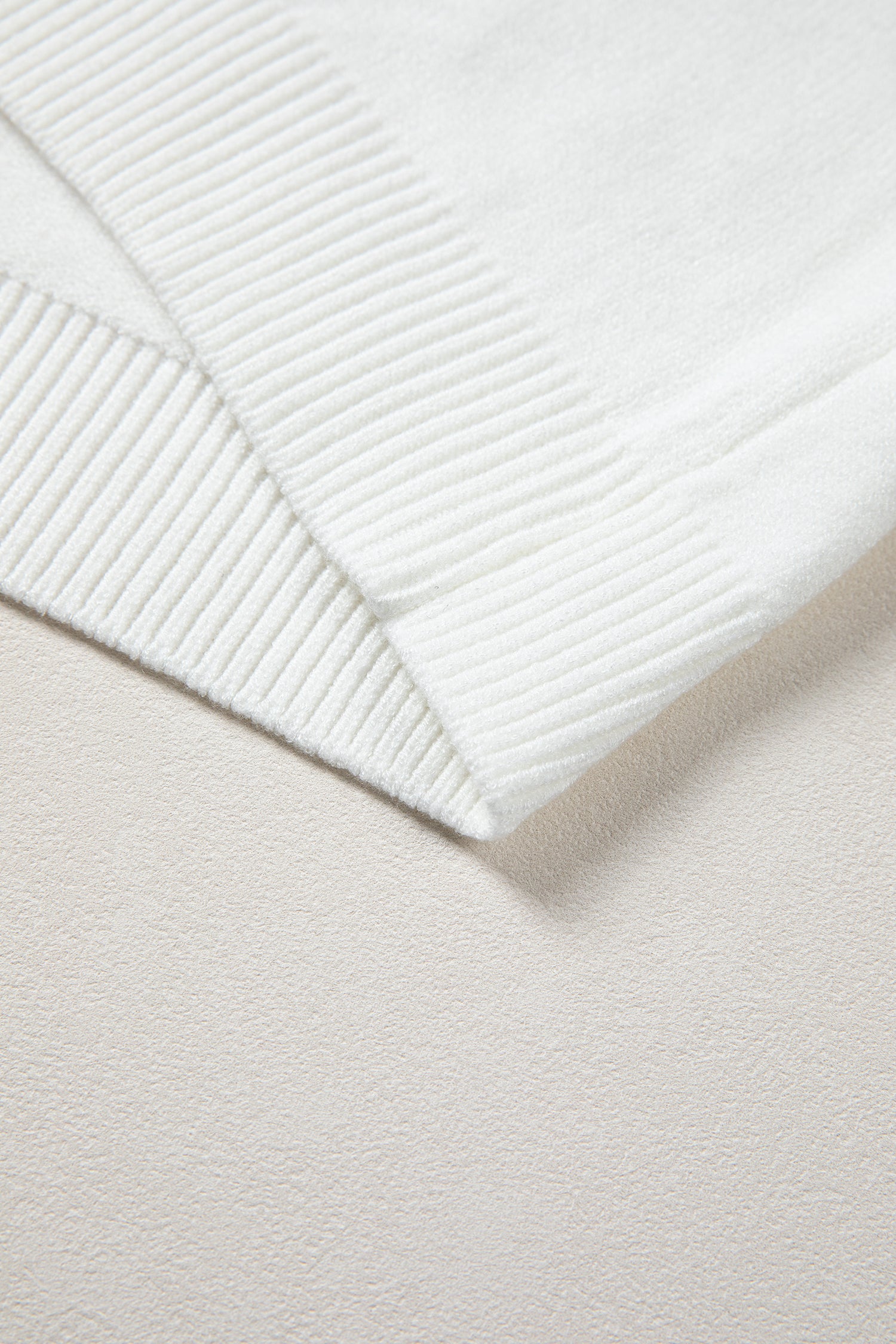 Corded Horseshoes Ribbed Trim Mock Neck Short Sleeve Sweater