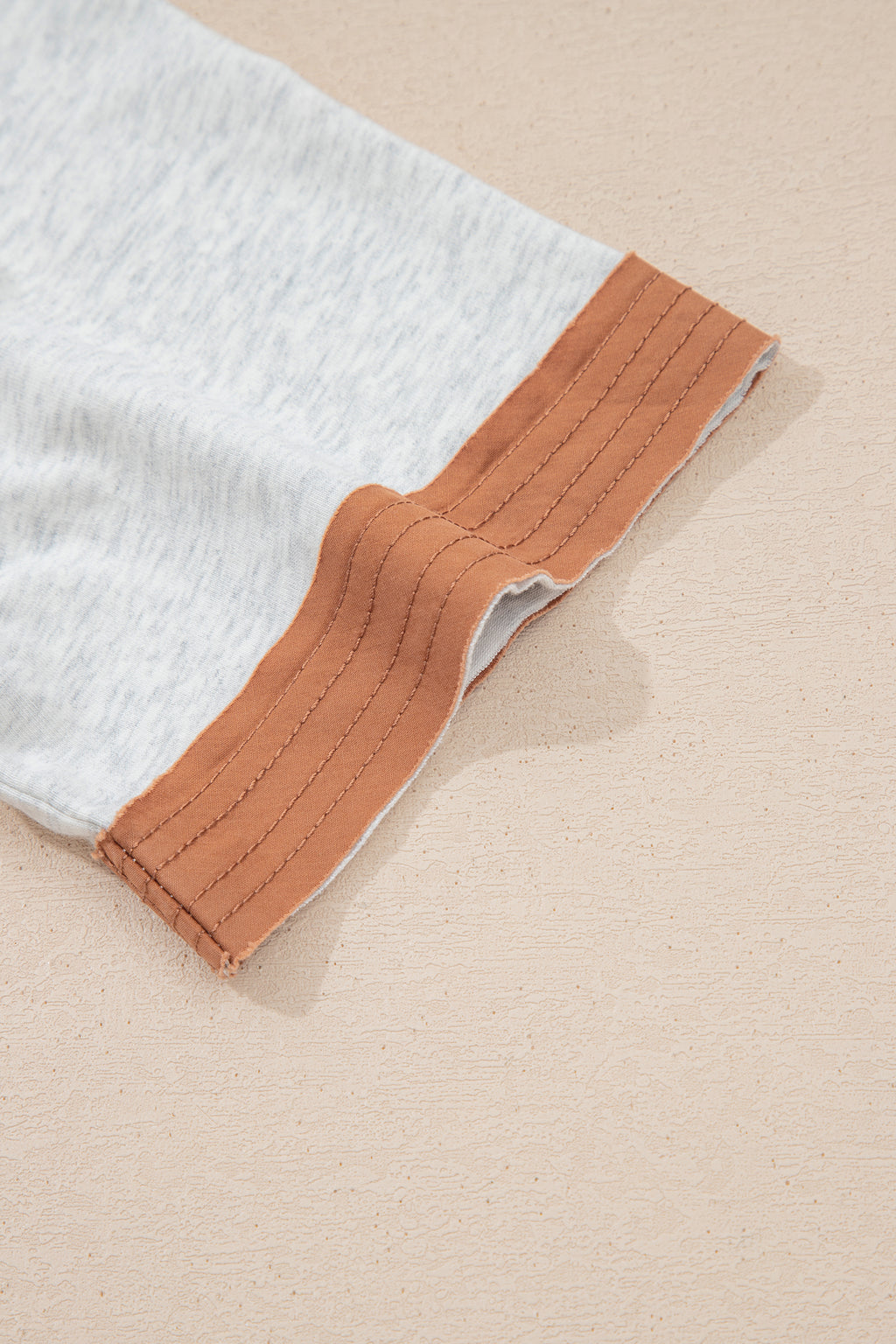 Raw Seam Color Block Detail Buttoned Henley Tee