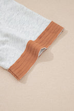 Raw Seam Color Block Detail Buttoned Henley Tee