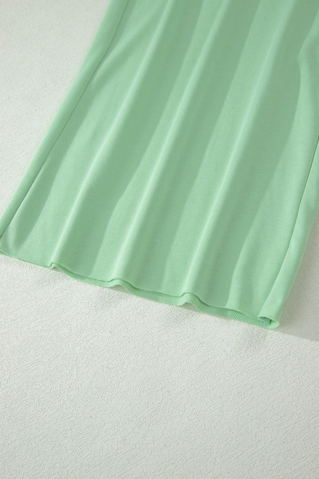 Solid Colour Ribbed Trim Short Sleeve Top Drawstring Loose Pants 2pcs Outfit