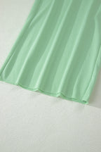 Solid Colour Ribbed Trim Short Sleeve Top Drawstring Loose Pants 2pcs Outfit