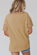 Color Block Striped Detail Loose T Shirt