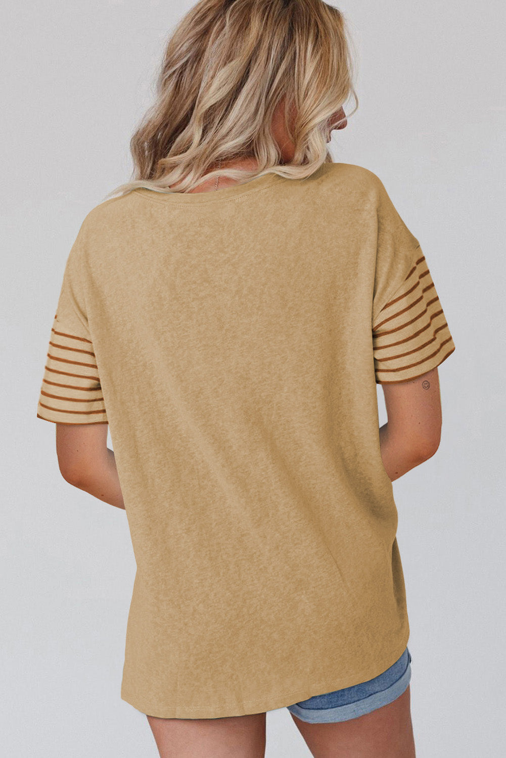 Color Block Striped Detail Loose T Shirt