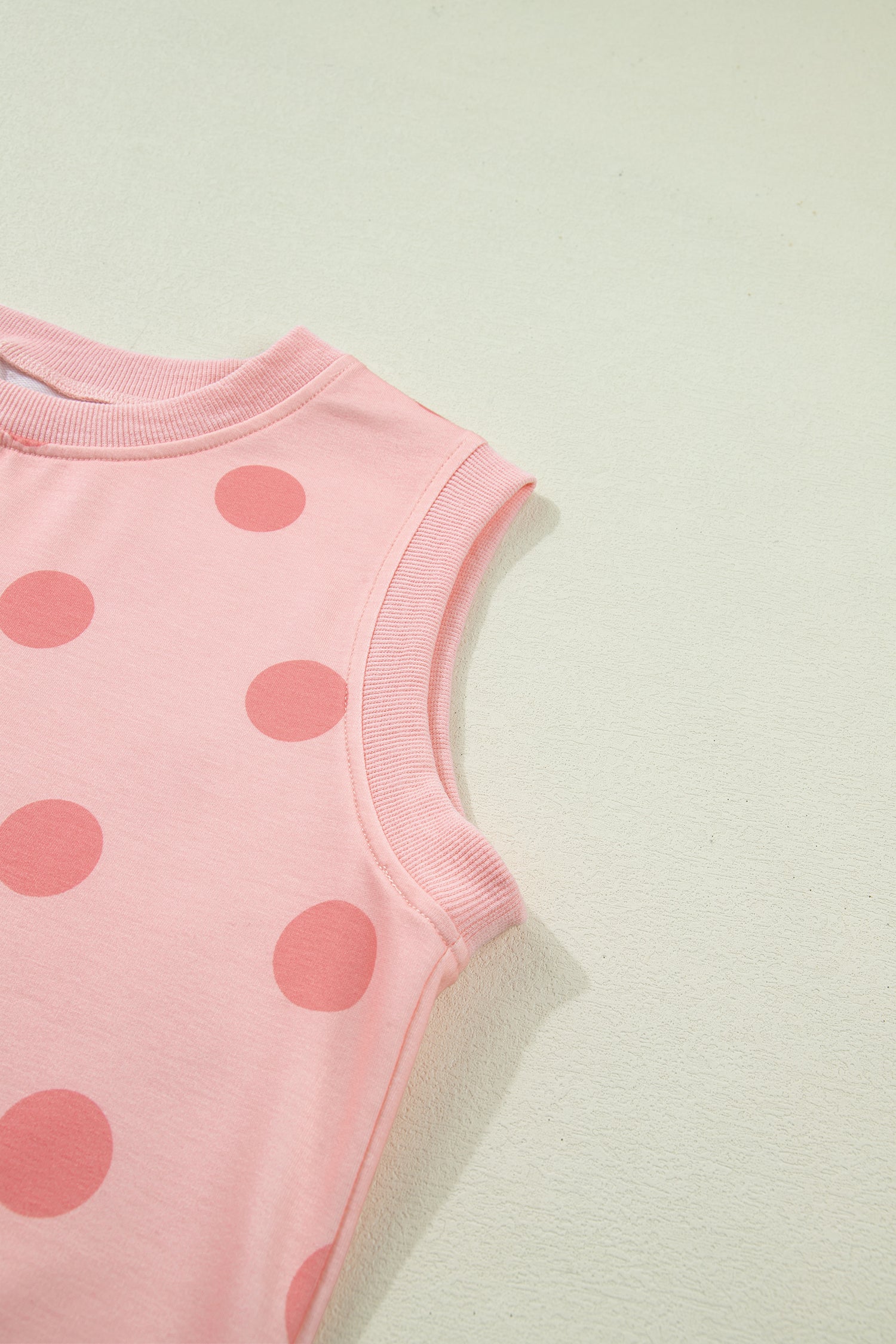 Ribbed Trim Polka Dot Print Tank Split Mini Skort 2pcs Set