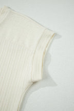 Beige Twisted Texture Knit V Neck T Shirt