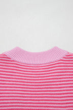 Stripe Contrast Heart Pattern Valentine Knit Sweater