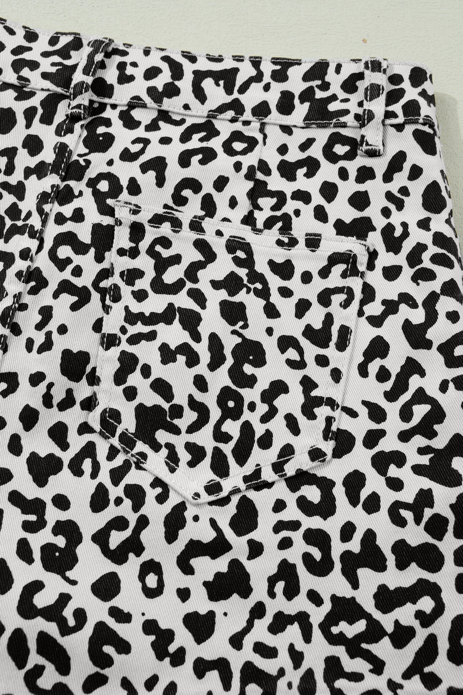 Brown Leopard Print Button Overlap Denim Shorts