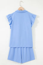 Half Zipped Ruffled Short Set
