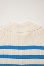 Light Blue Ribbed Half Zip Collared Sweater Vest