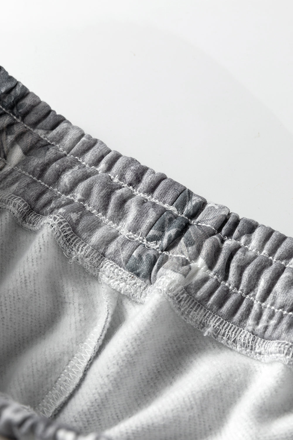 Grey Camo Print Cozy Drawstring Elastic Waist Jogger Pants