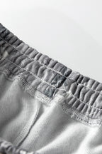 Grey Camo Print Cozy Drawstring Elastic Waist Jogger Pants