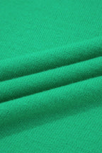 Solid Color Ribbed Trim Round Neck Ruffle Short Sleeve Sweater
