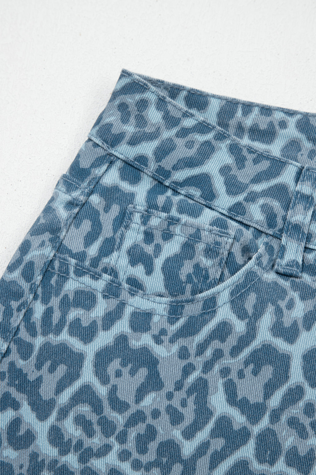 Leopard Frayed Edge Wide Leg High Waist Jeans