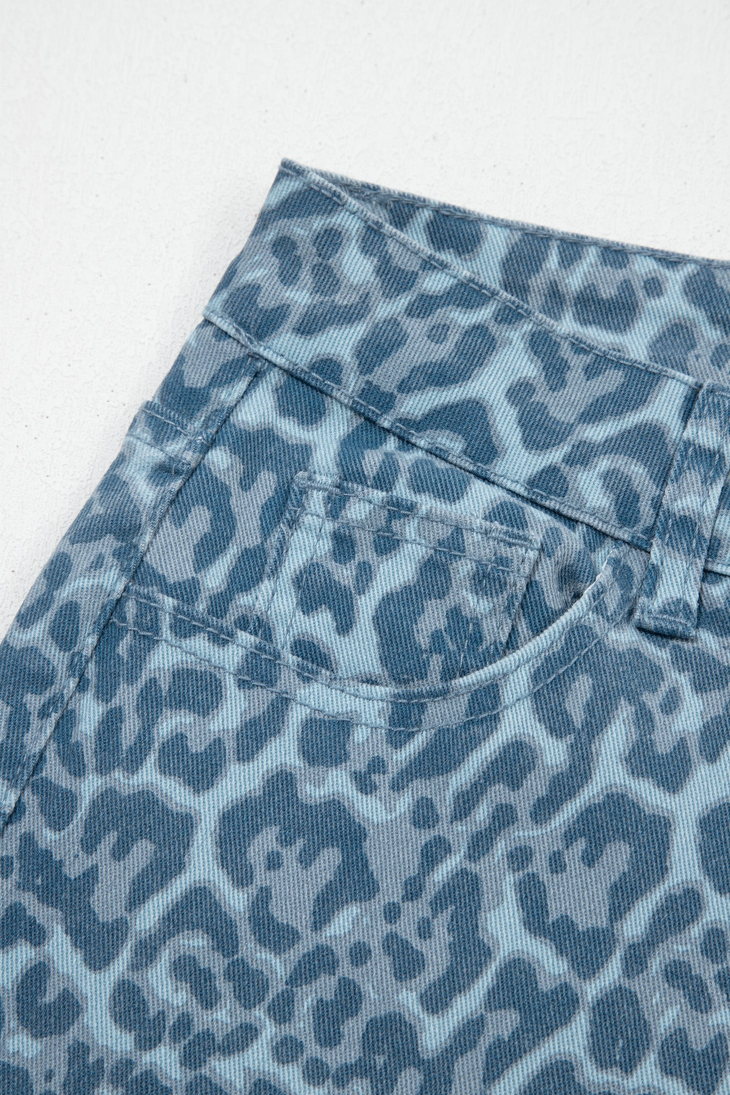Leopard Frayed Edge Wide Leg High Waist Jeans