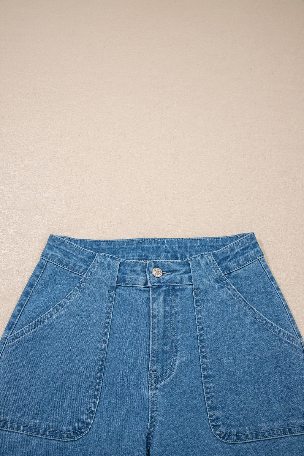 Retro Washed Patch Pocket Loose Jeans