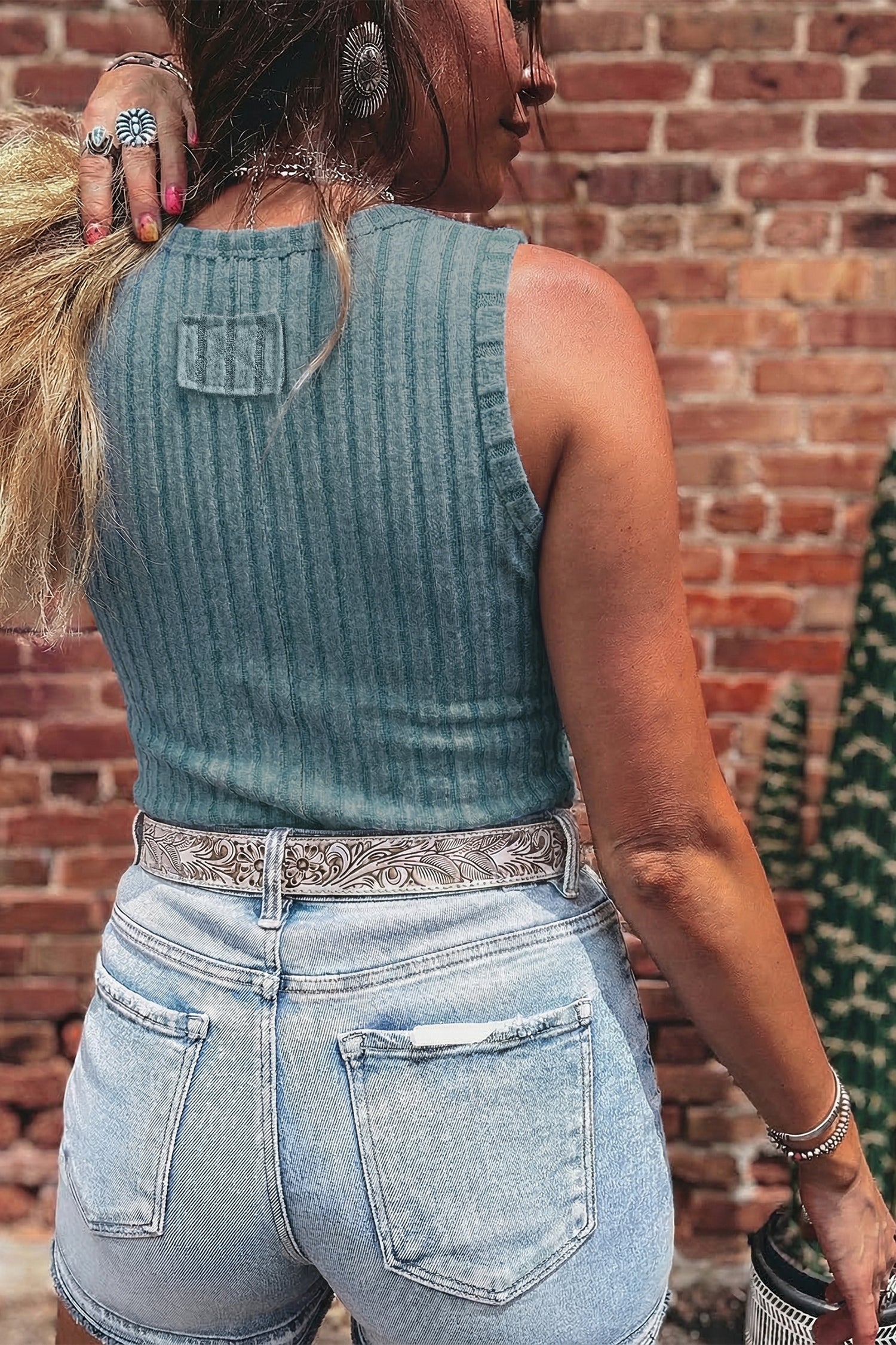 Slim Ribbed Mineral Wash Tank Top