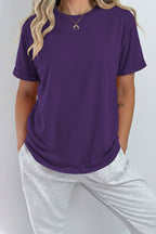 Casual Plain Crew Neck Tee