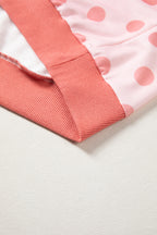 Color Block Trim Polka Dot Casual Tee