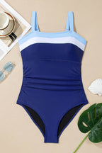 Color Block Detail Adjustable Straps One Piece Swimsuit