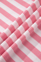 Striped Puff Short Sleeve T Shirt Matching Shorts Set