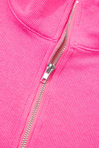 Seam Detail Half Zip Tee Casual Shorts 2pcs Set