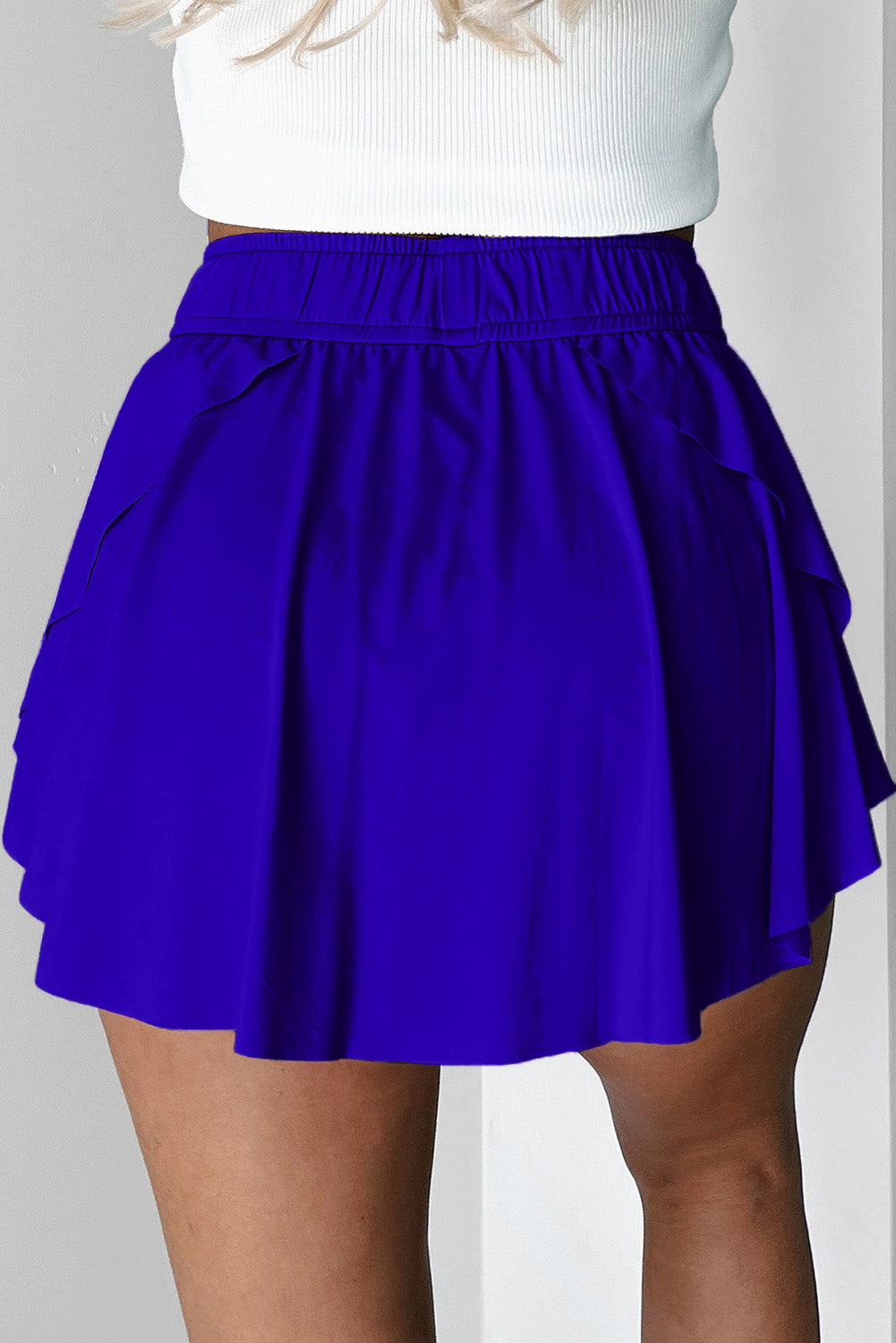 Drawstring Elastic Waistband Lined Tennis Skorts