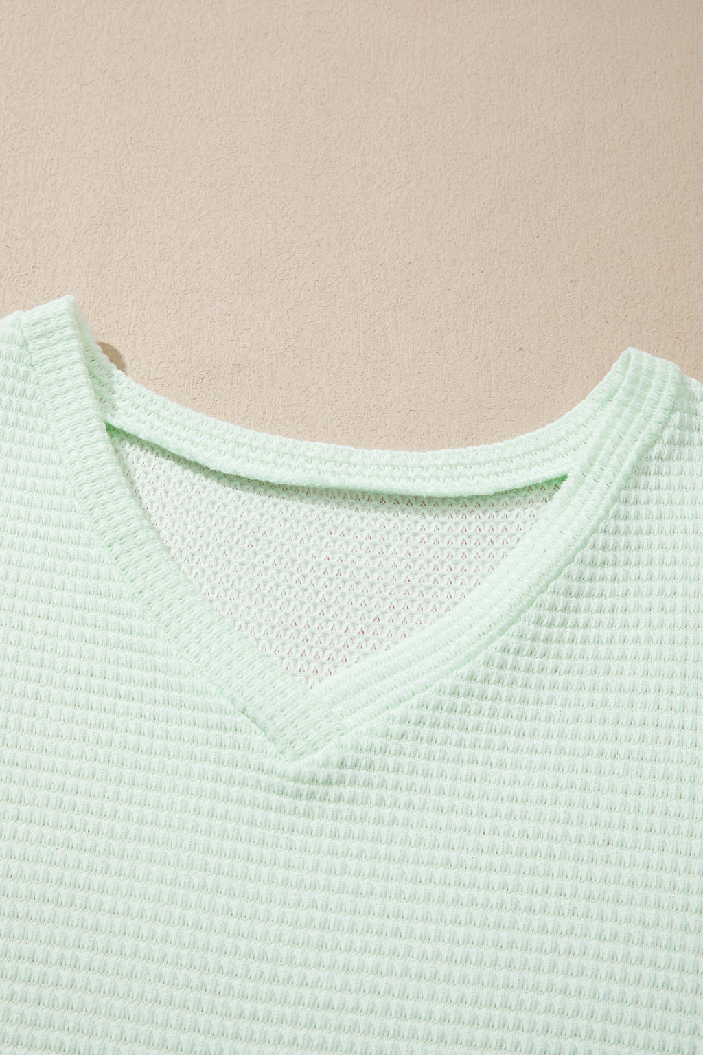 V Neck Short Sleeve Plus Size Waffle Knit Top