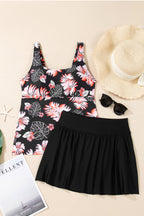 Scoop Neck Adjustable Tankini and Matching Skort Bathing Suit