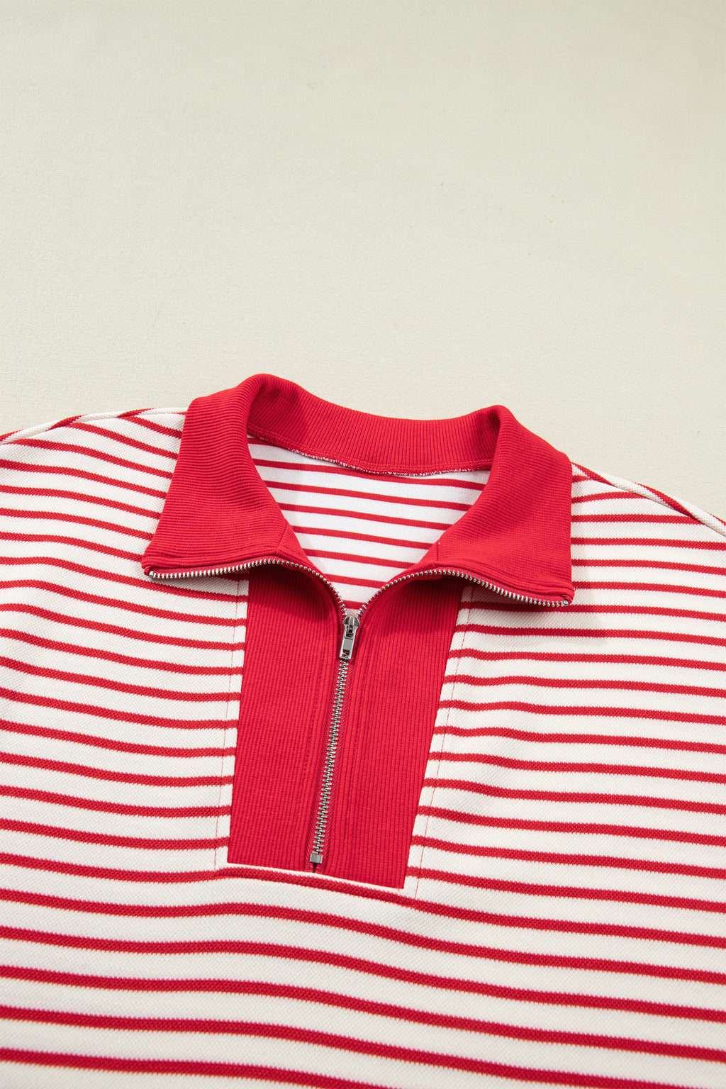 Striped Quarter Zip Polo Collar T Shirt Dress with Pockets