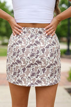 Abstract Camo Elastic Waist Drawstring Mini Skort