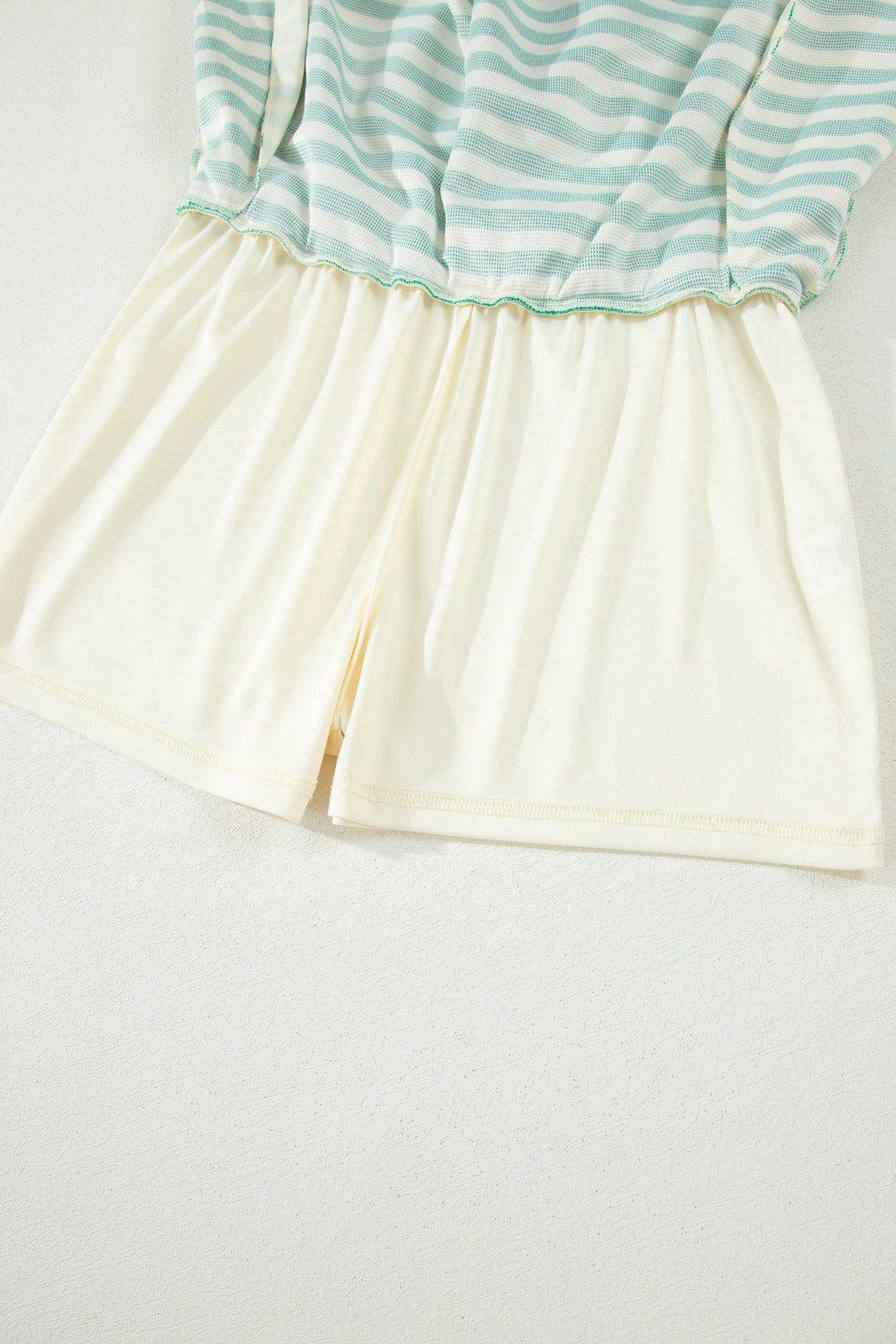 Textured Stripe Print Contrast Trim Zip Collar Sleeveless 2pcs Skort Set