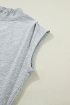 Solid Color High Neck Cap Sleeve Loose Top