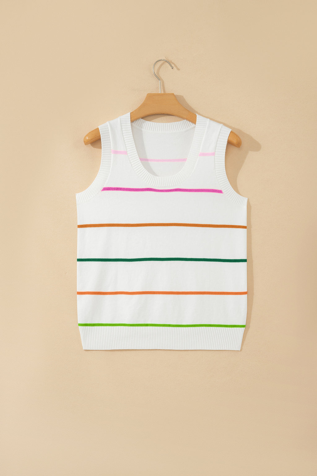 Striped Round Neck Knitted Sweater Tank