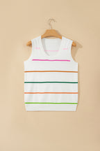 Striped Round Neck Knitted Sweater Tank
