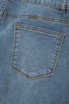 Dusk Blue 2 Button High Waist Piping Trim Bootcut Jeans
