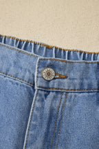 Myosotis Floral Peace Sign Embroidered Patch Wide Leg Jeans