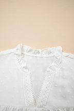 Plus Size Swiss Dot Ruffle Lace Trim V Neck Tank Top